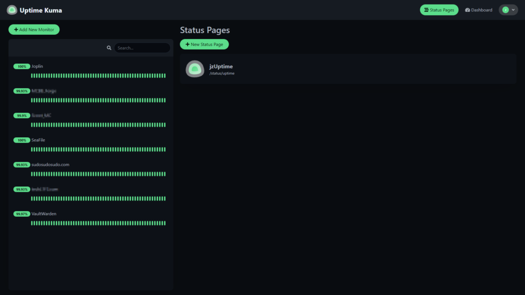 Self Hosted Spotlight Uptime Kuma Sudosudosudo